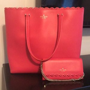Kate Spade scalloped handbag and matching wallet